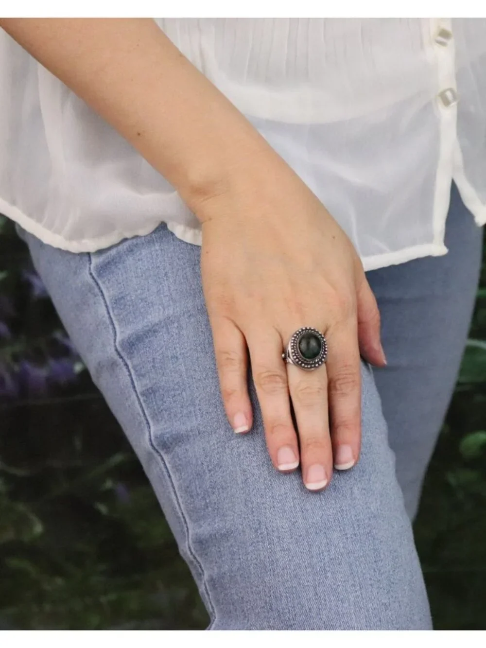 Sterling Silver Chrysocolla Ring Size 7 1/2